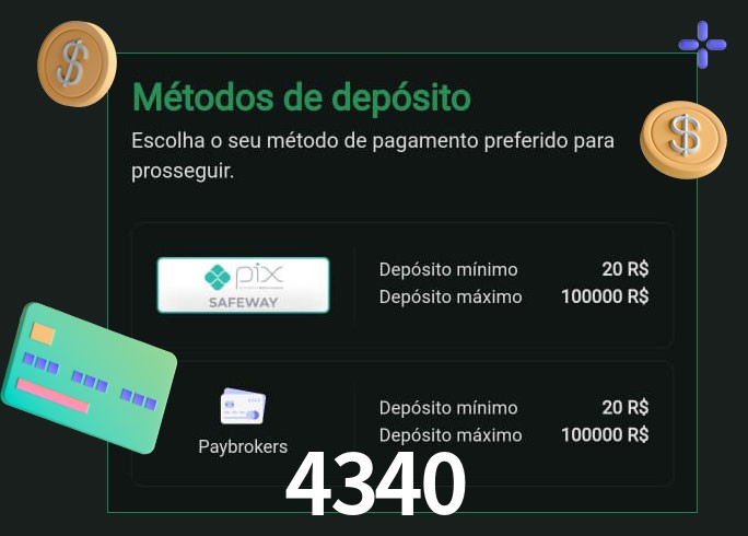 O cassino 4340 oferece uma grande variedade de métodos de pagamento